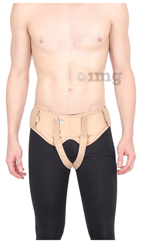 HealthAndYoga EasyPress Adjustable Hernia Belt Beige Medium