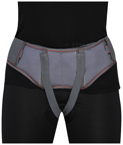 HealthAndYoga EasyPress Hernia Belt Grey Large