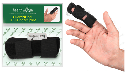 HealthAndYoga GuardNHeal Full Finger Splint Black