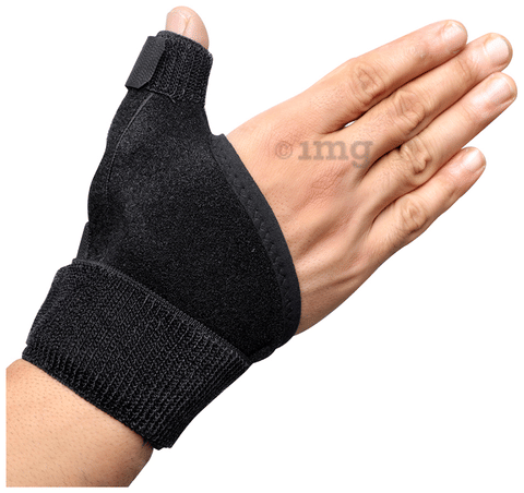 HealthAndYoga GuardNHeal Thumb and Metacarpal Support Brace Black